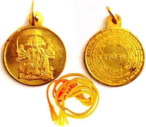 Divya Sri Panchmukhi Shree Panch Mukhi Hanuman Yantra Kavach Medallón colgante con hilo amarillo