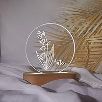 Vista 13 de Luz nocturna de flor de nacimiento, luz de noche de flor de caléndula de octubre, luz LED personalizada, regalos para amigos, lámpara de noche LED