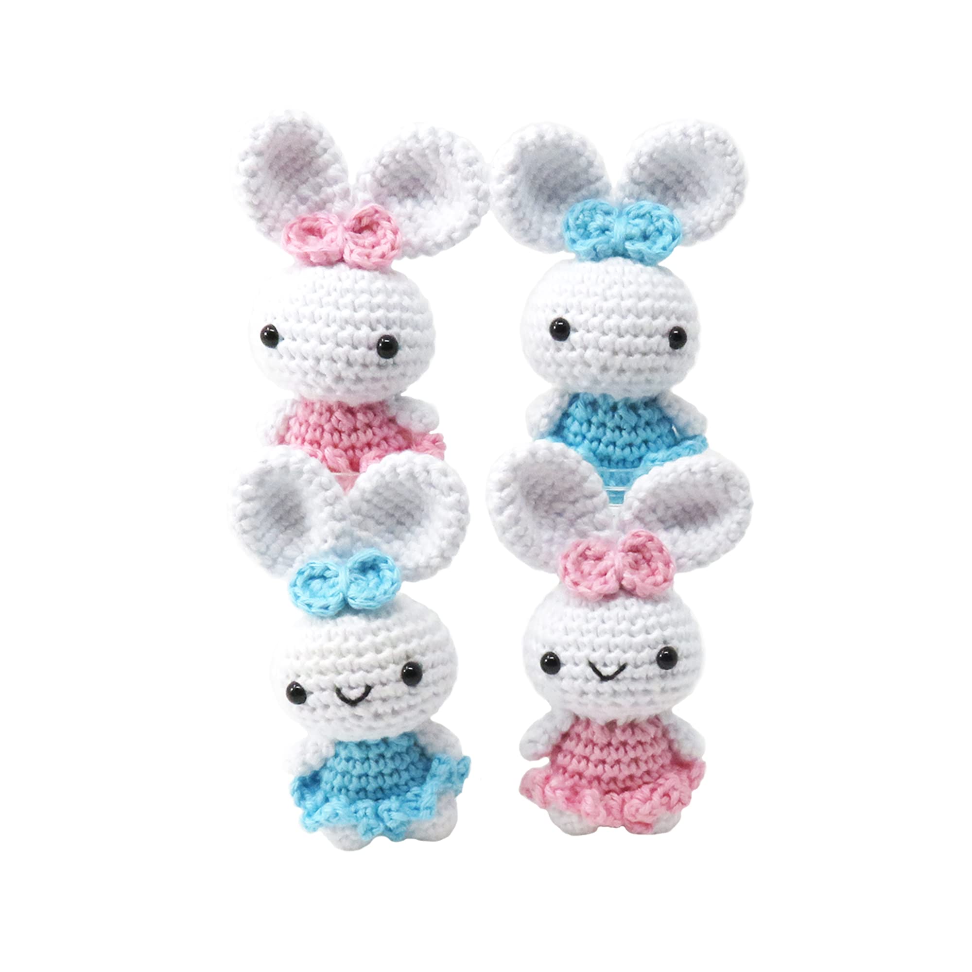 Crochet Kit, 4 Easy Bunnies Amigurumi complete beginner learn to crochet kit - Gift for teens (14+) and adults, Beginner crochet kit (UK crochet terms)