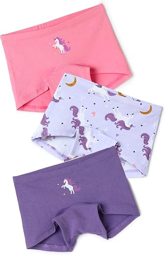 mackly Girls Boxers (Pack of 3) - Cotton Boxer Shorts, Seamless Comfort, Mid Waist Boyshorts Panties