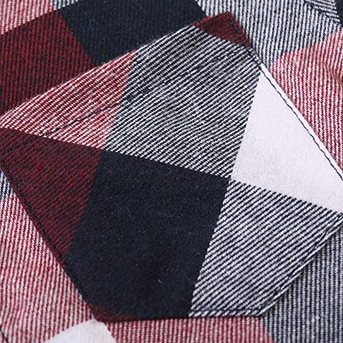 Ochenta Big Boys' Button Down Flannel Plaid Shirt, Kids Long Sleeve Christmas Tops E006 Red Blue Tag 150-7-8 Years #TOP5