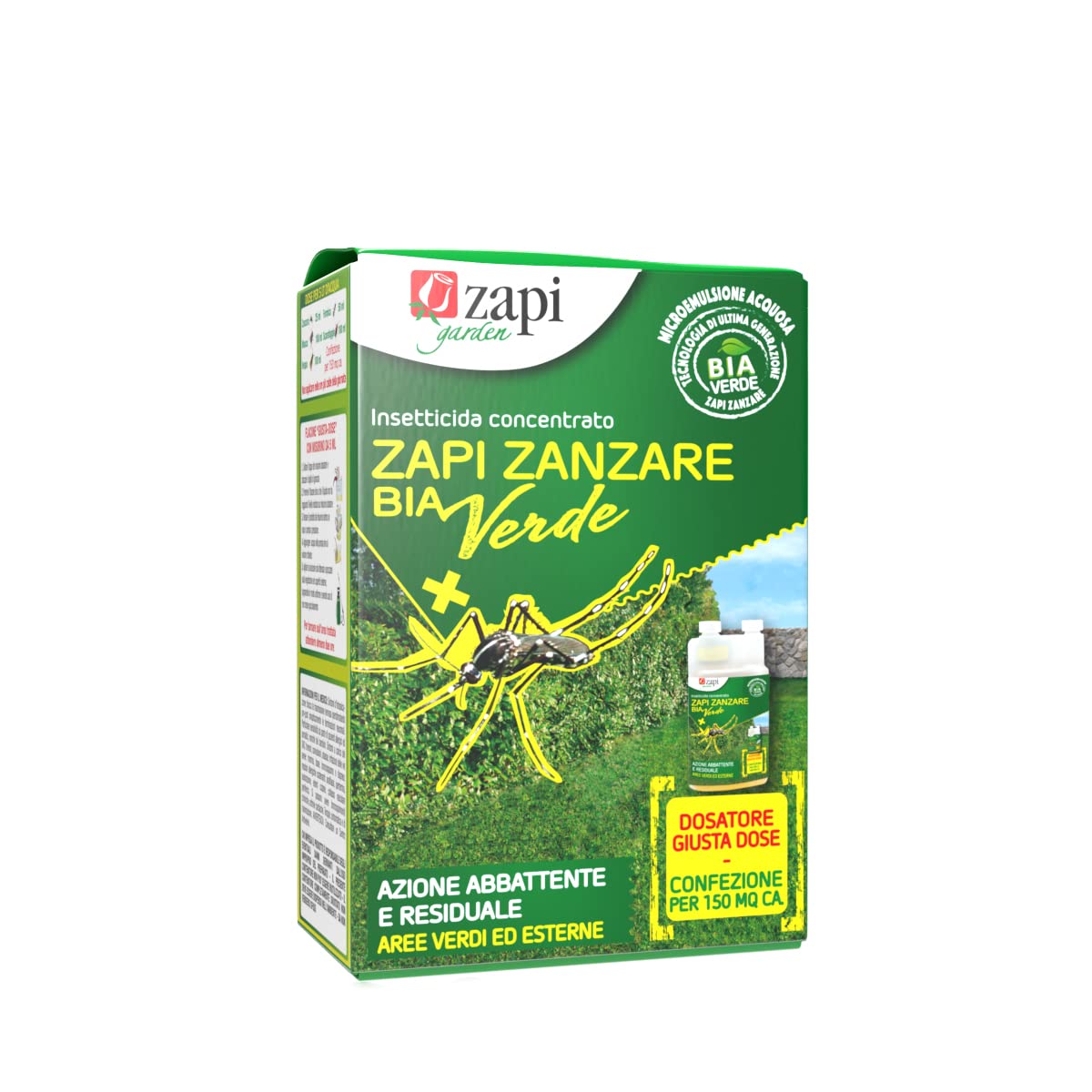 Zapi Garden | Zapi Zanzare Bia Verde - Insetticida Anti Zanzare, Fino a 3 Settimane, Antizanzare Concentrato, Insetticida Esterno Giardino, 100 ml