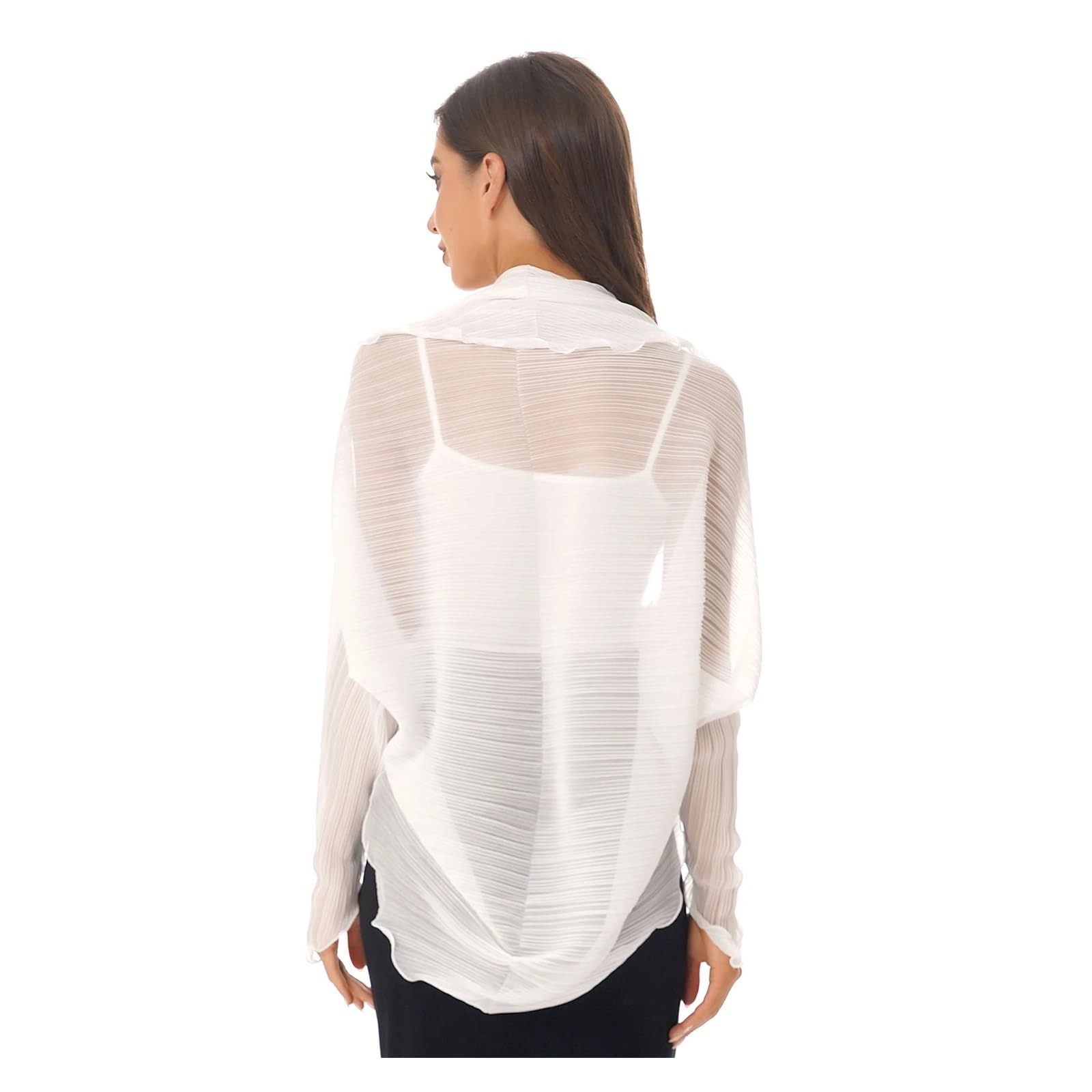 Bolero Donna Coprispalle in Chiffon da Donna, a Maniche Lunghe, con Protezione Solare, Aperto sul Davanti, Scialli in Chiffon, Bolero(Khaki)