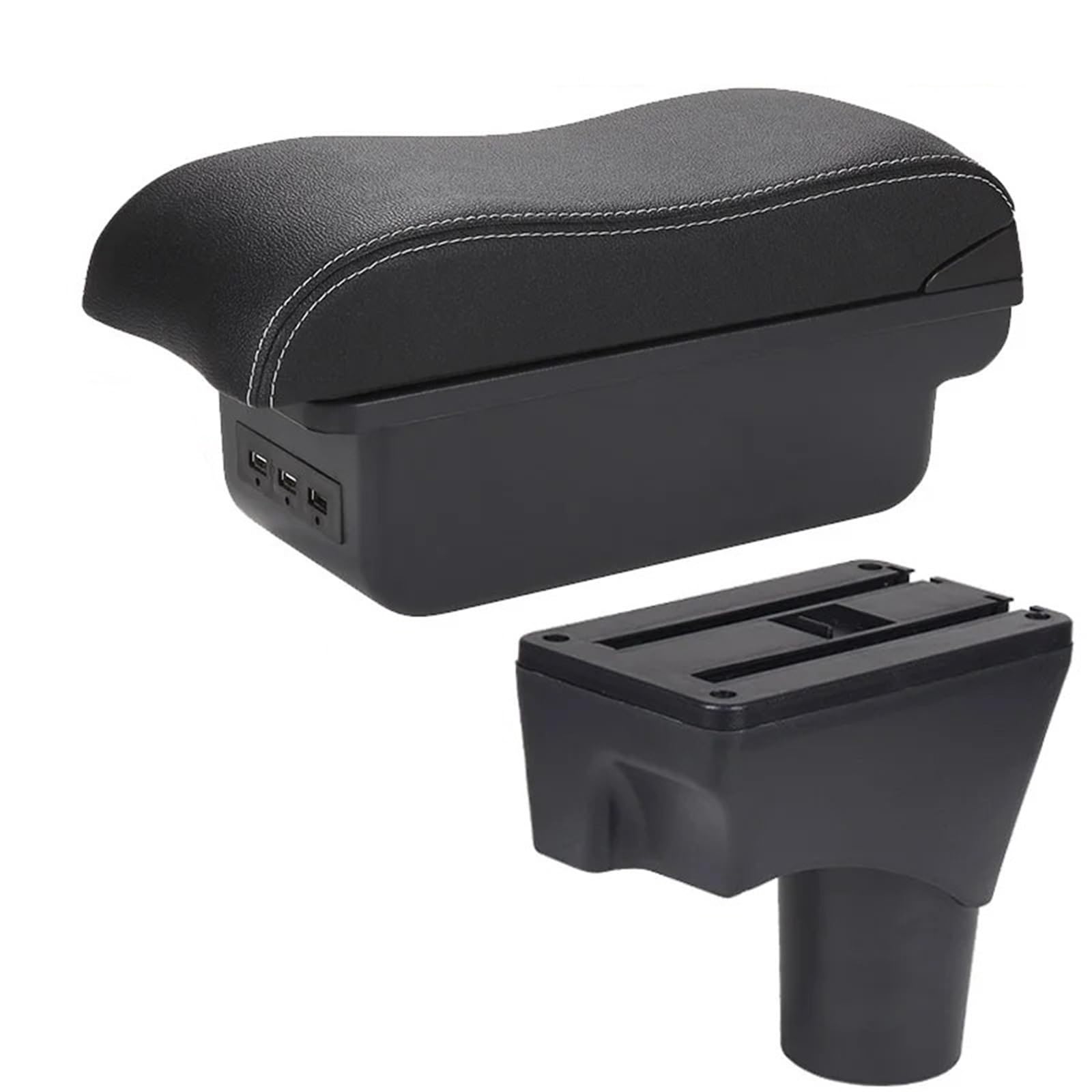 CGBWMB Arm Rest for Car For Nissan For March For Micra K13 For Sunny 2010-2022 Armrest Storage Box Retrofit Parts Armrest Box(B Black white 3USB)