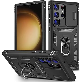 Galaxy S23 Ultra 5G Case, Galaxy S23 Ultra Case, Galaxy S23 Ultra Smartphone Case, Samsung S23U Mobile Case 360  Rotation, Metal Ring, Stand Function, Car Holder, Shockproof, Horizontal