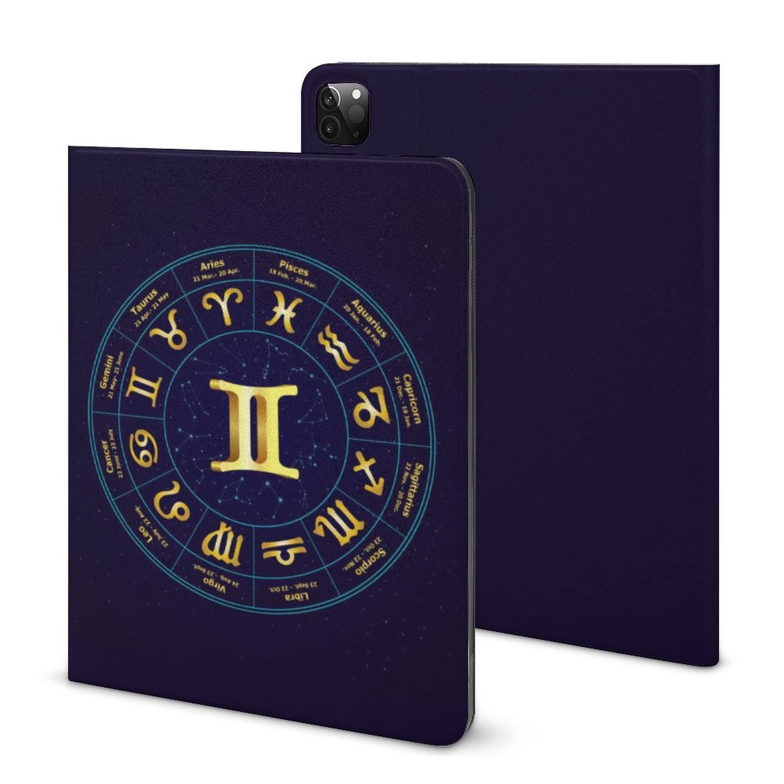 Gemini in Circle Case Compatible for Tablet Case Protective Case Cover with Pen Holder
