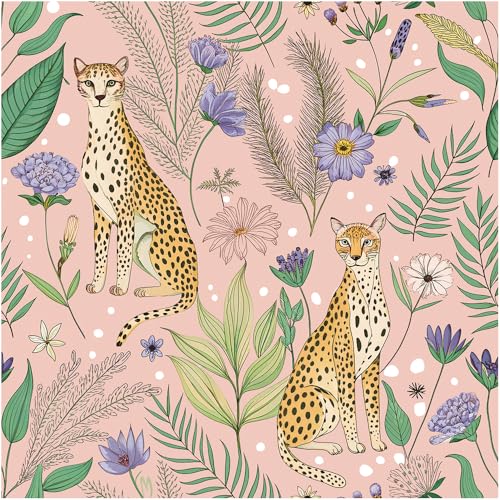 Floralplus Peel and Stick Wallpaper Pink Leopard Floral Wallpaper Renter