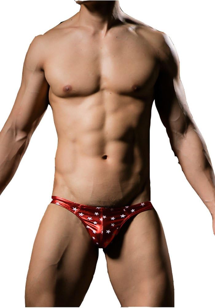 EUROUS Men's Sexy Gold Stamping Stars G-String Thong Underwear