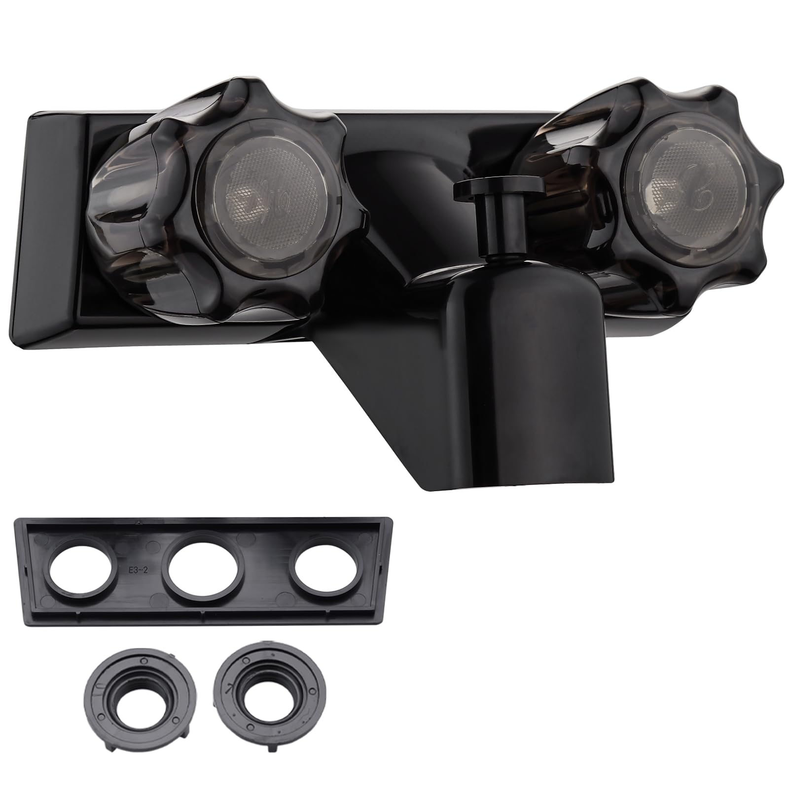 Black Dual-Handle RV Bathtub Faucet with Shower Diverter - Camper Van Outdoor and Inside Bathroom Shower