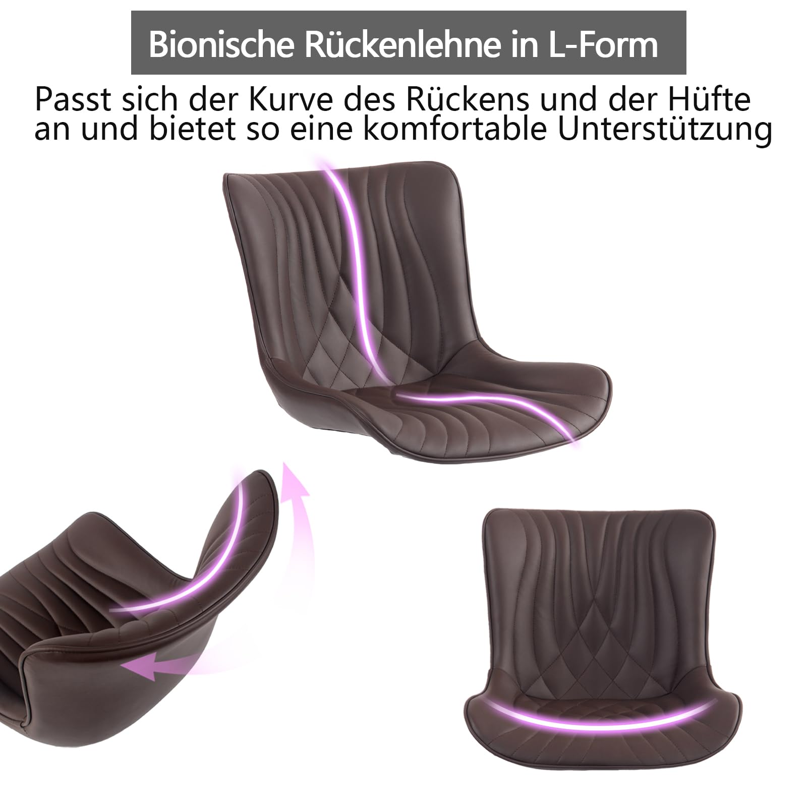 YOUTASTE Sedia Da Ufficio Ergonomica Con Design A Foglia - Pelle PU, Schienale Alto, Senza Braccioli - Regolabile In Altezza E Basculante - Portata 136 Kg