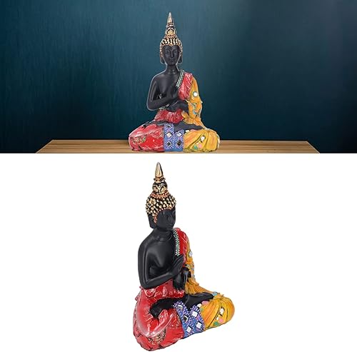 Miniatura 9 de OUKENS Estatua de Buda sentada, energía hecha a mano, resina, budismo tailandés, meditación para el hogar y el jardín, escultura decorativa para