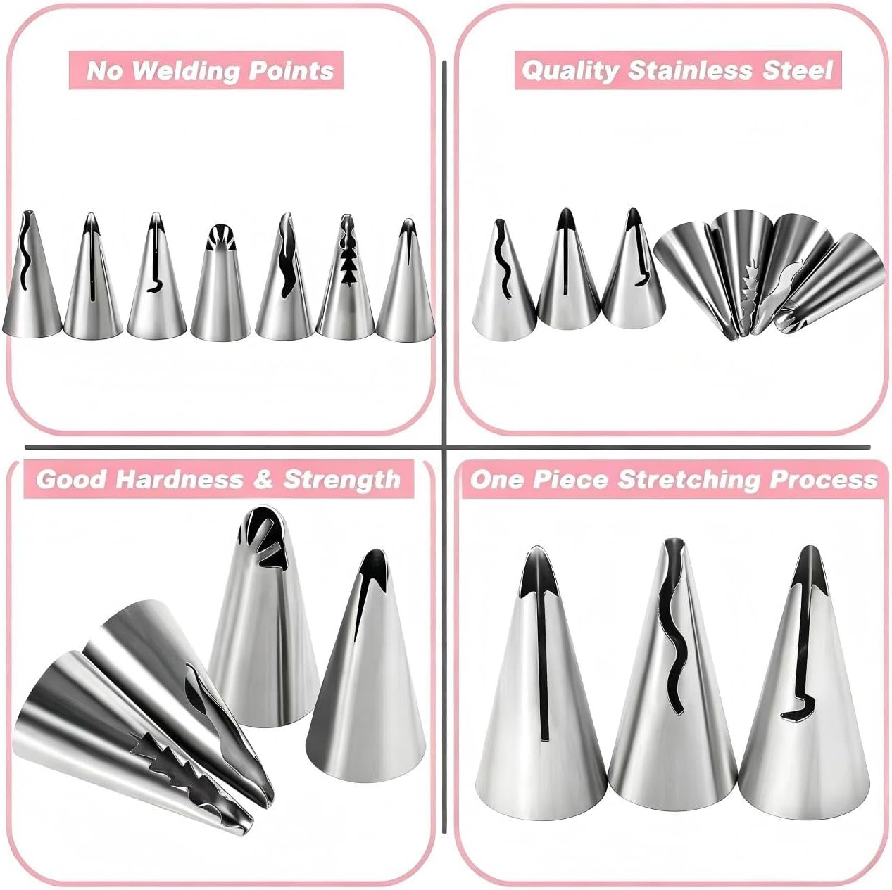 10Pcs Pleated Skirt Ruffle Piping Tips, 304 Stainless Steel Vintage Nozzles with Coupler, Cleaning Brush & Reusable Silicone Piping Bags for Cupcakes, Cookies & Pastry image 5
