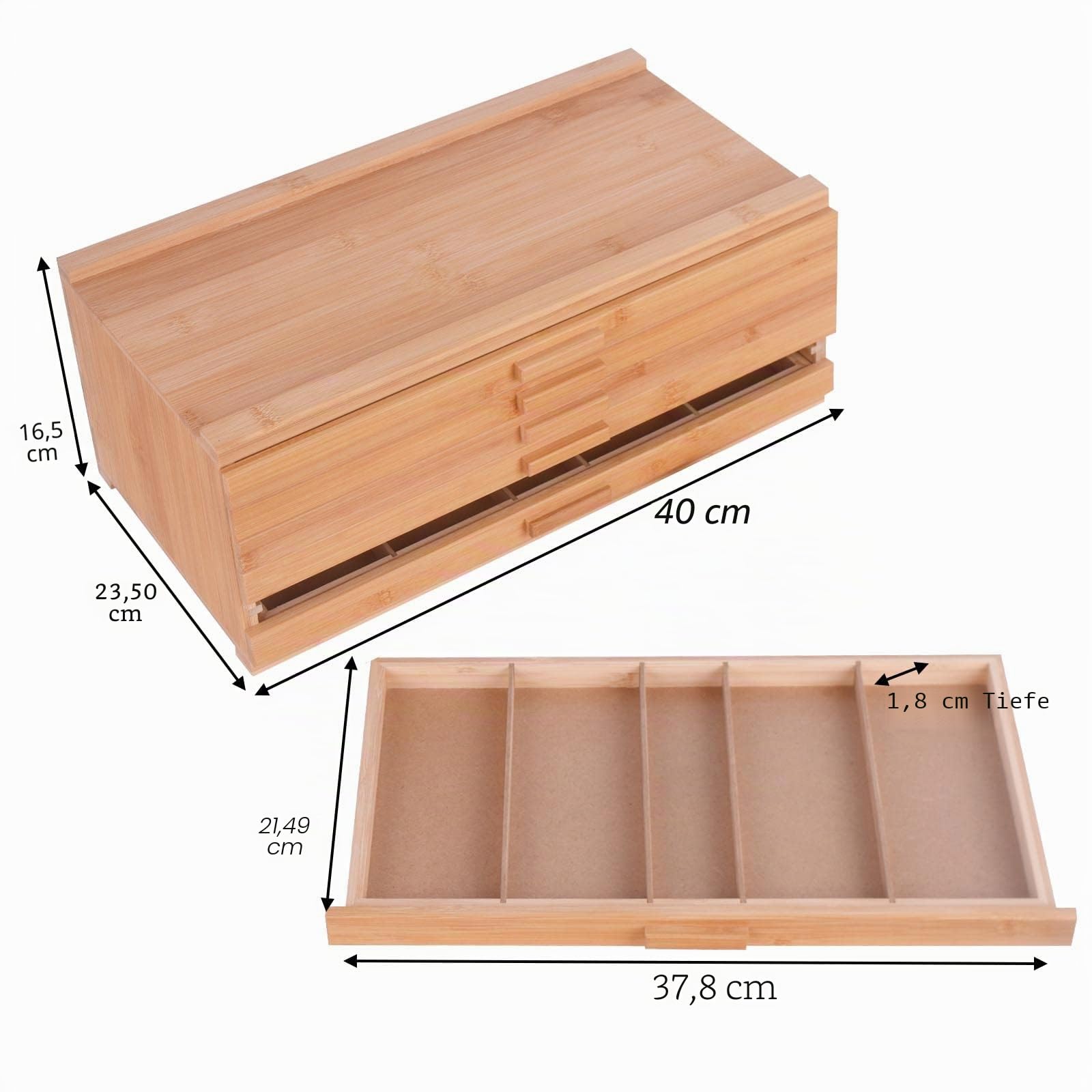 Vencer Aufbewahrungsbox mit 6 Schubladen aus Bambus, Künstlerbedarf, mit separaten Fächern für die Organisation von Bleistiften, Stiften, Pastellfarben, Marker-Set, Pinsel und Stempel, VAO-007