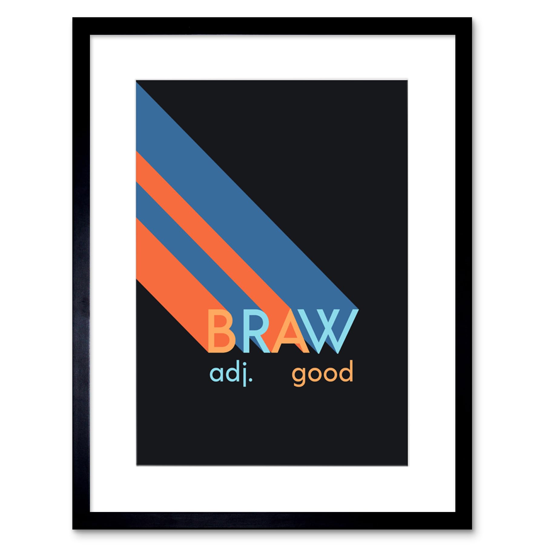 Wee Blue Coo Scottish Word Definition Braw Good Scots Dictionary Framed Art Print