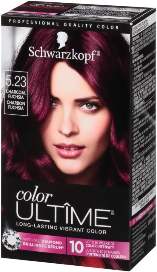Schwarzkopf Color Ultime Hair Color, 5.23 Charcoal Fuchsia, 1 Application - Permanent Hair Dye for Vivid Color Intensity and Fade-Resistant Shine up to 10 Weeks