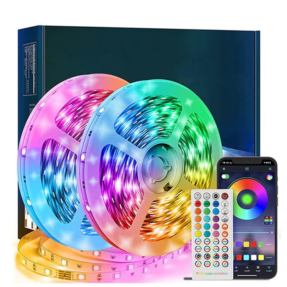 Control Remoto De Luces Led Tiras De Luz Led Flexibles Sincronización De Luz Y Música Larga Vida Útil 16 Millones De Colores Disponibles Diseño Recortable Fácil De Doblar Crea Ambiente(16 Lamps,15m(49