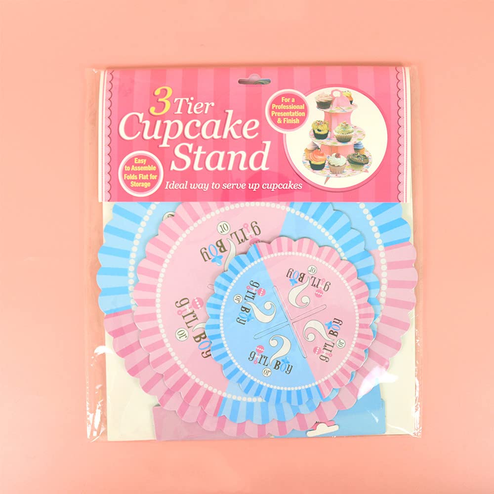 Supporto Per Cupcake 3 Livelli In Cartone – 37 Cm, Per Baby Shower, Feste Di Compleanno, Matrimoni – Contiene 18 Cupcakes - 2