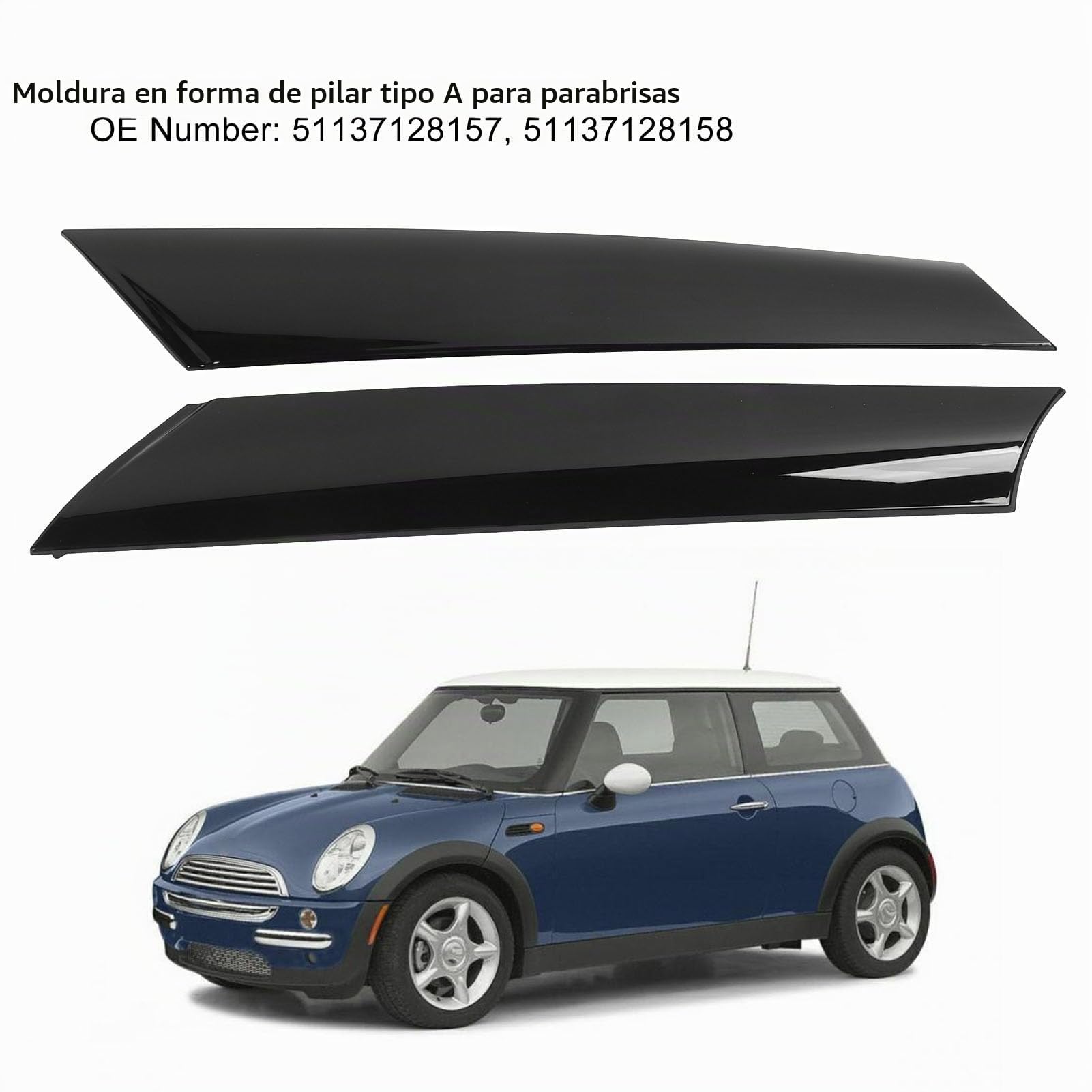 Moldura de Pilar A para Parabrisas, 51137128157, Reemplazo de Cubierta de Moldura de Pilar A para Mini R50 R53 Cabriolet R52, 1 par