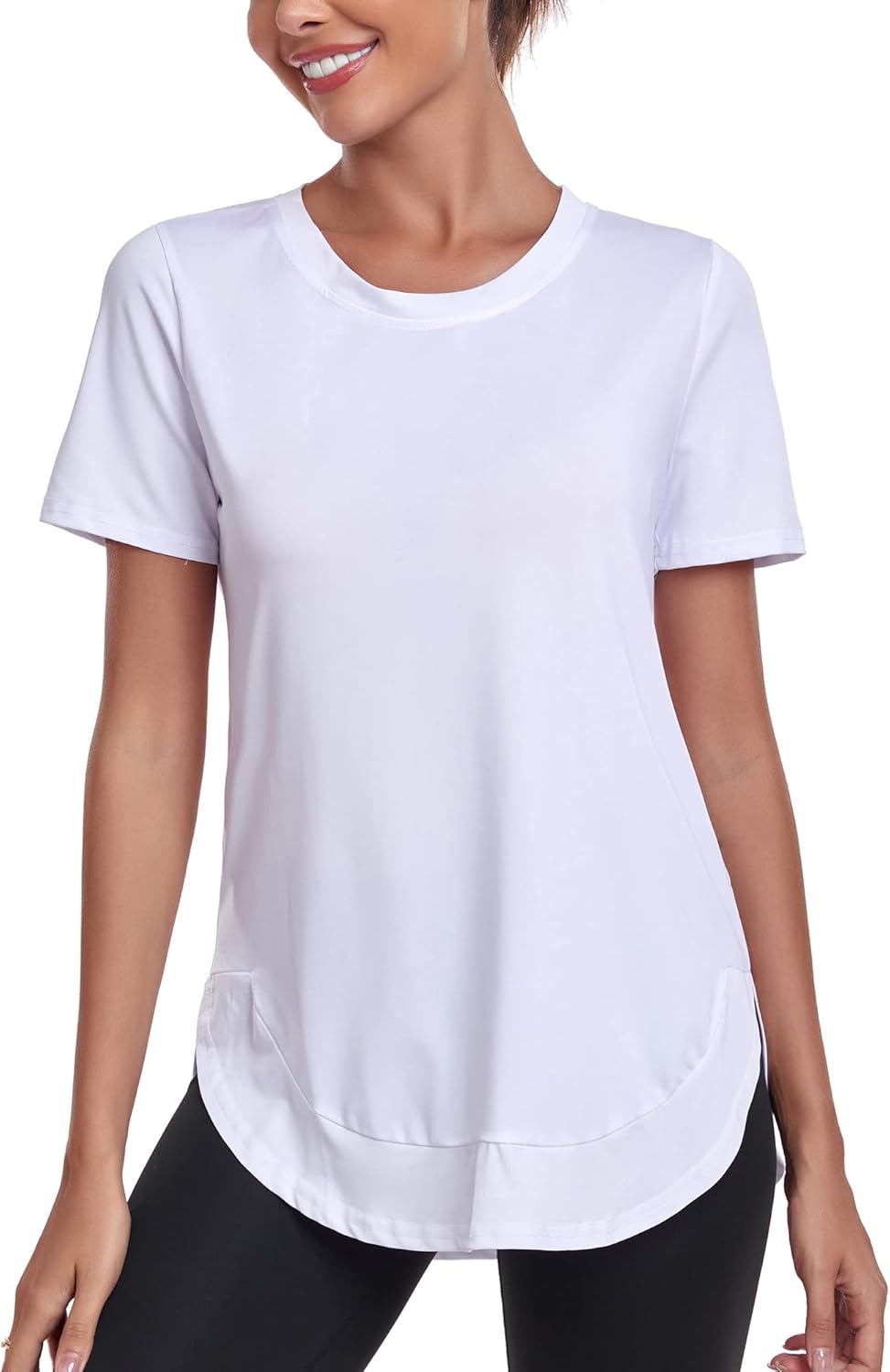Absttith Women's Short Sleeve Workout Shirts Athletic Casual Tops Quick Dry Gym Soprt Tee Side Split