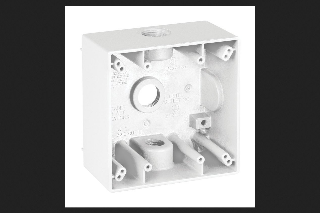 Sigma Electric 4-1/2 in. Square Metallic 2 gang Weatherproof Box White