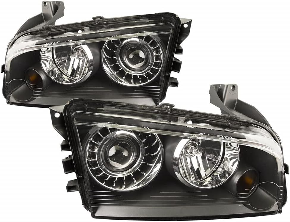 KarParts360 For Dodge Charger Headlight Assembly 2008 2009 2010 Driver and Passenger Side Pair HID Type Replaces CH2502216 CH2503216