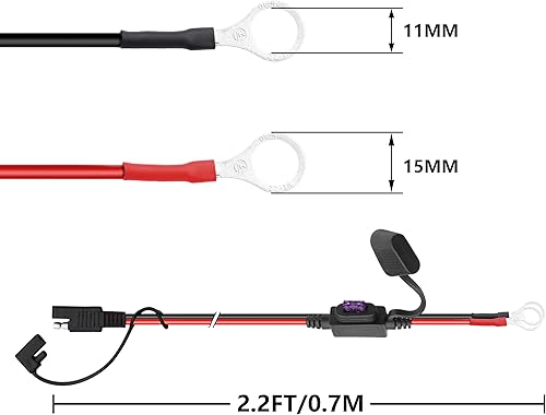 Miniatura 9 de Conector de batería SAE YACSEJAO de 2 pies23.6 in SAE a conector de terminal de junta tórica 18AWG 2 pines de desconexión rápida SAE cable de