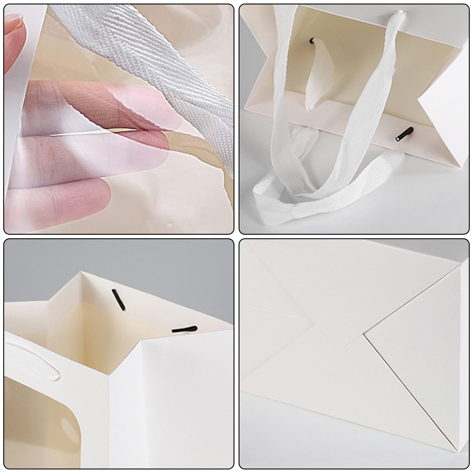 10 Sacchetti Regalo Con Finestra Trasparente In Carta Kraft Bianca - Riutilizzabili Per Compleanni, Matrimoni, Feste