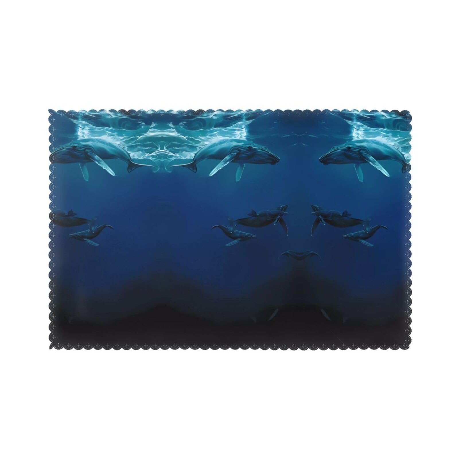 WHJSHOP Ocean Whale Prints Placemats Set of 6 12x18in - Heat Resistant Table Layers for Homes, Hotels & Stylish Dining