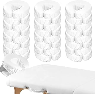 M-Aimee 24 Pack Microfiber Face Cradle Covers for Massage Tables - Reusable, Oil-Proof, Soft Thick Headrest Sheets for Spas & Salons (White)
