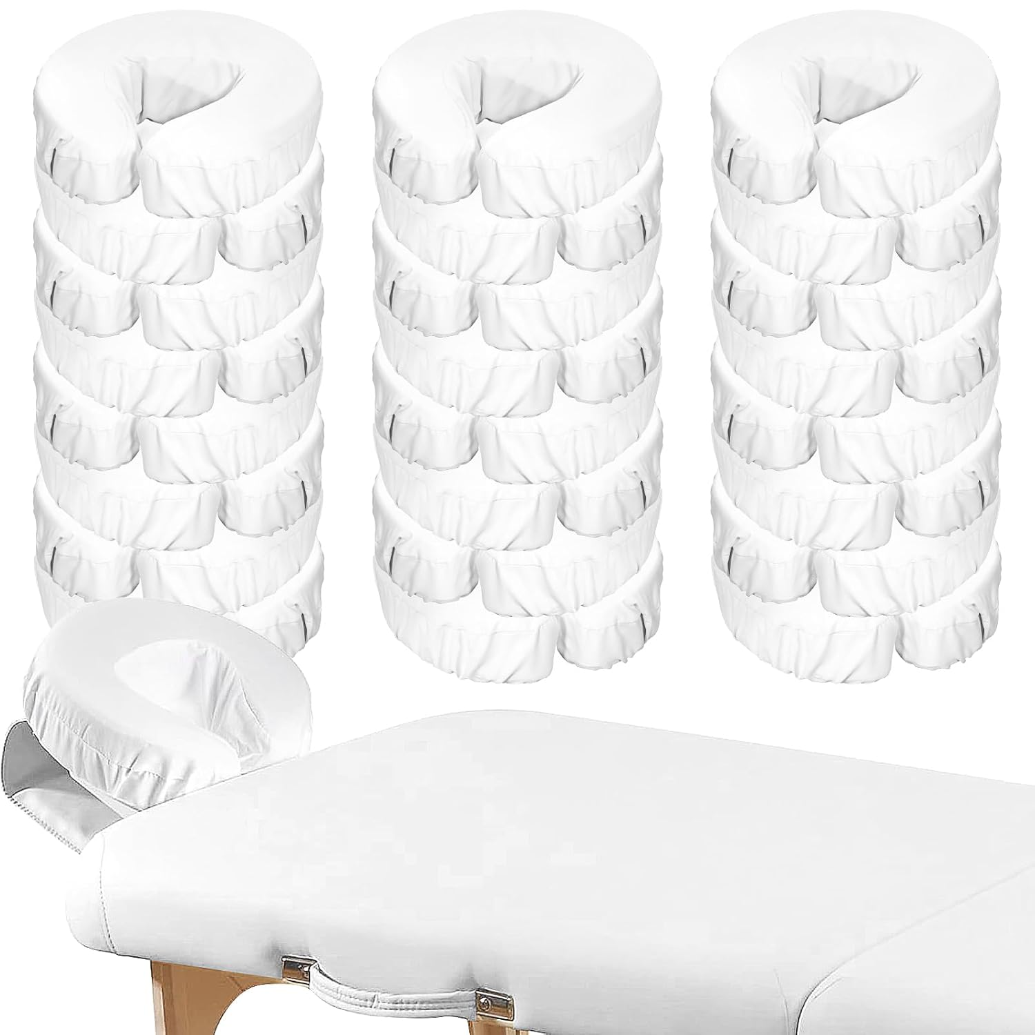 M-Aimee 24 Pack Microfiber Face Cradle Covers for Massage Tables - Reusable, Oil-Proof, Soft Thick Headrest Sheets for Spas & Salons (White)