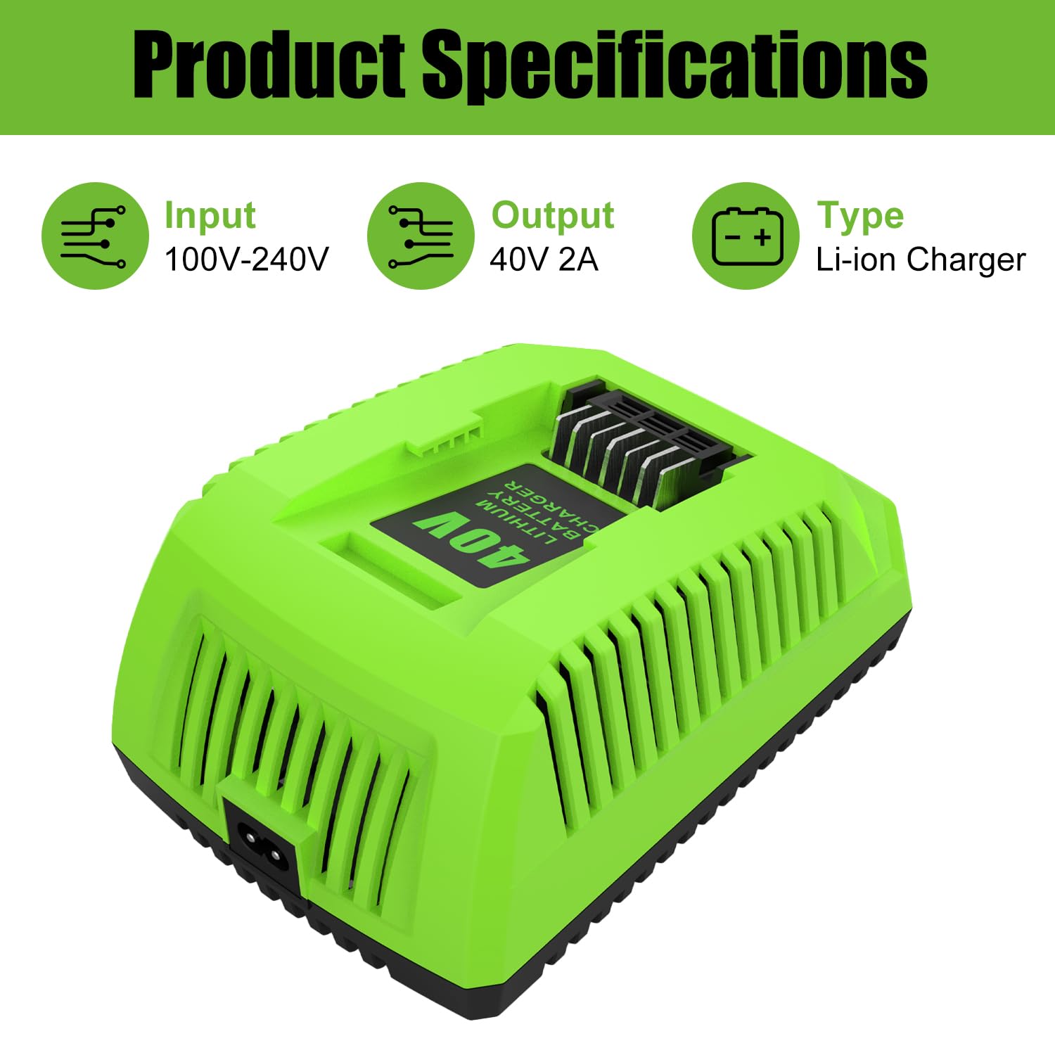 G40C - Cargador para cargador Greenworks (40 V, 40 V)