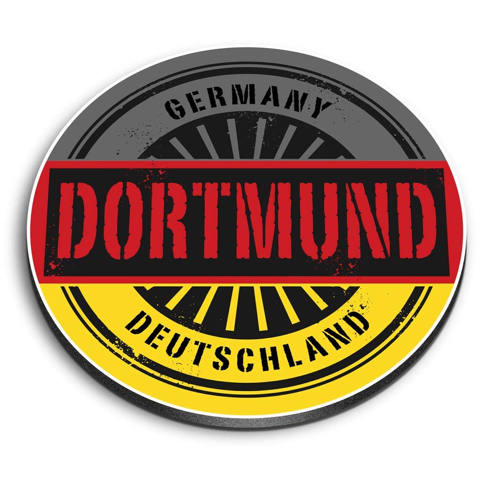 Destination Vinyl Ltd Multicolor 1 X Round Mdf Magnet - Dortmund Germany Deutschland 6018