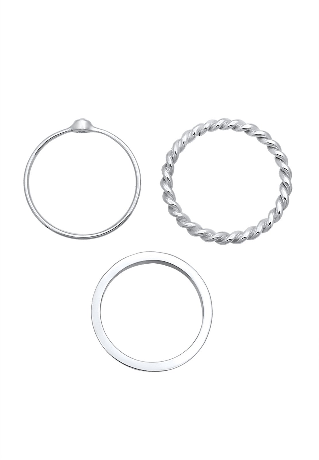 Elli Damen-Stapelring Twisted Solitär- Band 925 Silber Kristall - 0604781917