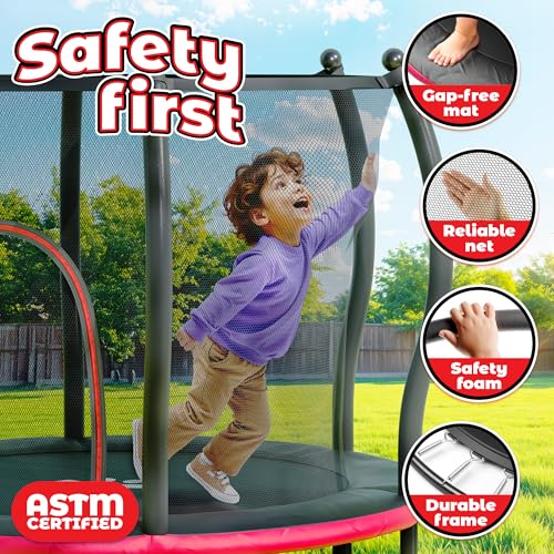 Image of Happin 55'' Trampoline for Kids with Safety Enclosure, Indoor & Outdoor Toddler Trampoline, Ultra Safe Design with Multi Activity Accessories, Perfect Toddler Gift for Boys & Girls Ages 1-8