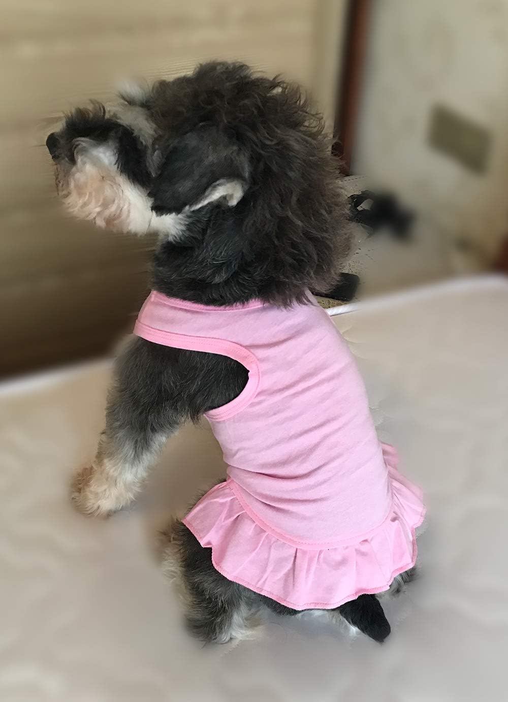 Longlove Pet Clothes Small Dog Clothing Blank Color Sport Dress T-Shirts Tee Dresses Tanks Top for Small Size Female Dogs Summer Spring Pet Costumes 100% Cotton (M - Image 5