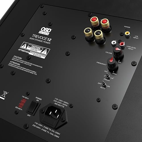 Miniatura 7 de OSD Trevoce - Subwoofer activo de 15 pulgadas, triple controlador, 1600 W, respuesta de graves nativa EQ 15Hz, acabado de piel sintética