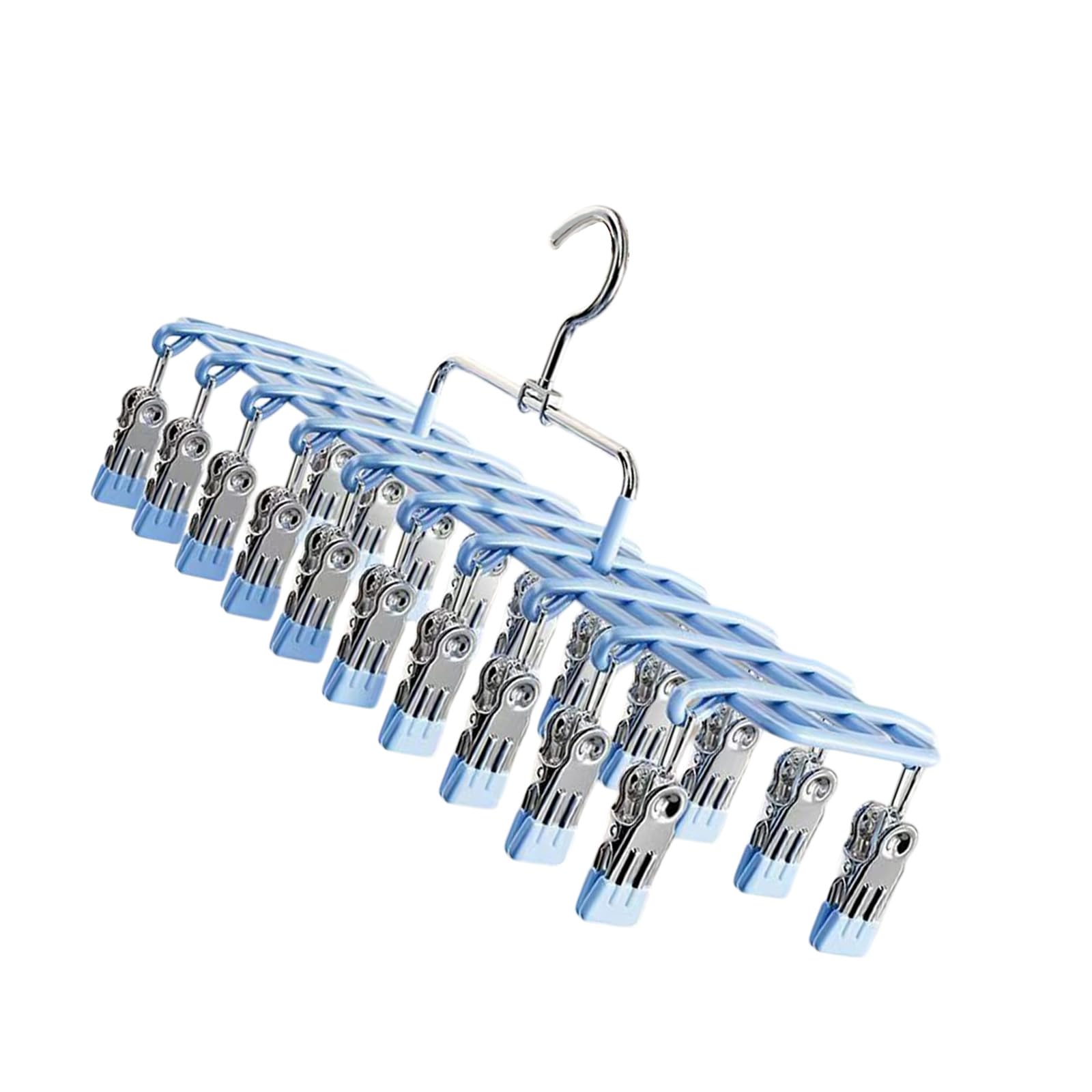 Sock and Underwear Drying Hanger with 20 Coated Clips, Laundry Organizer for Balcony and Laundry Room Daily Use Sock Drying Hanger Clip Rack Underwear Small Garment Dryer Balcony Organizer Bib Scarf