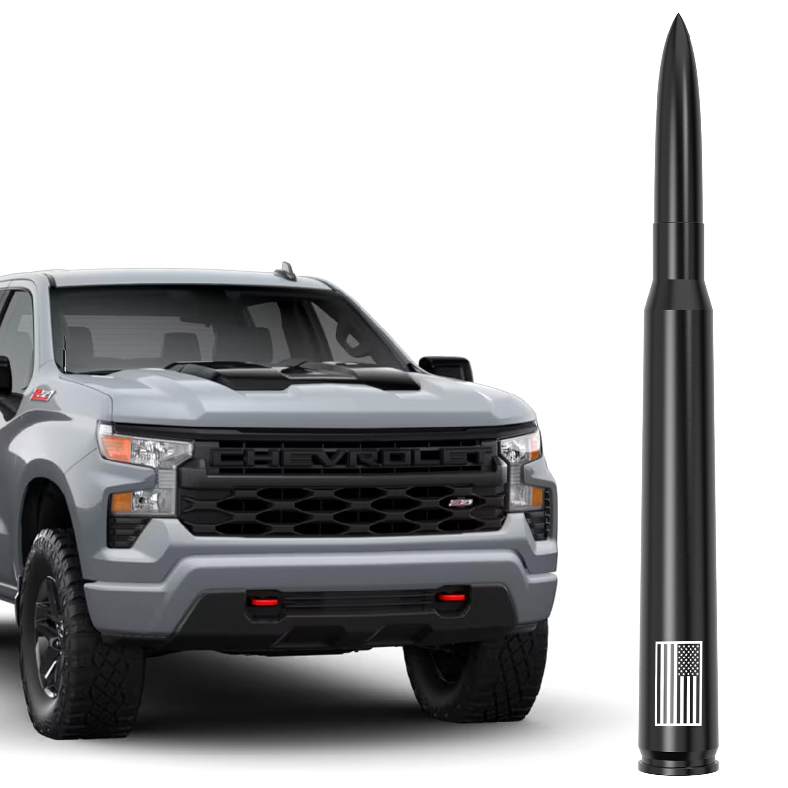 ENGIRETTE American Flag Bullet Antenna for Chevy Silverado & GMC Sierra