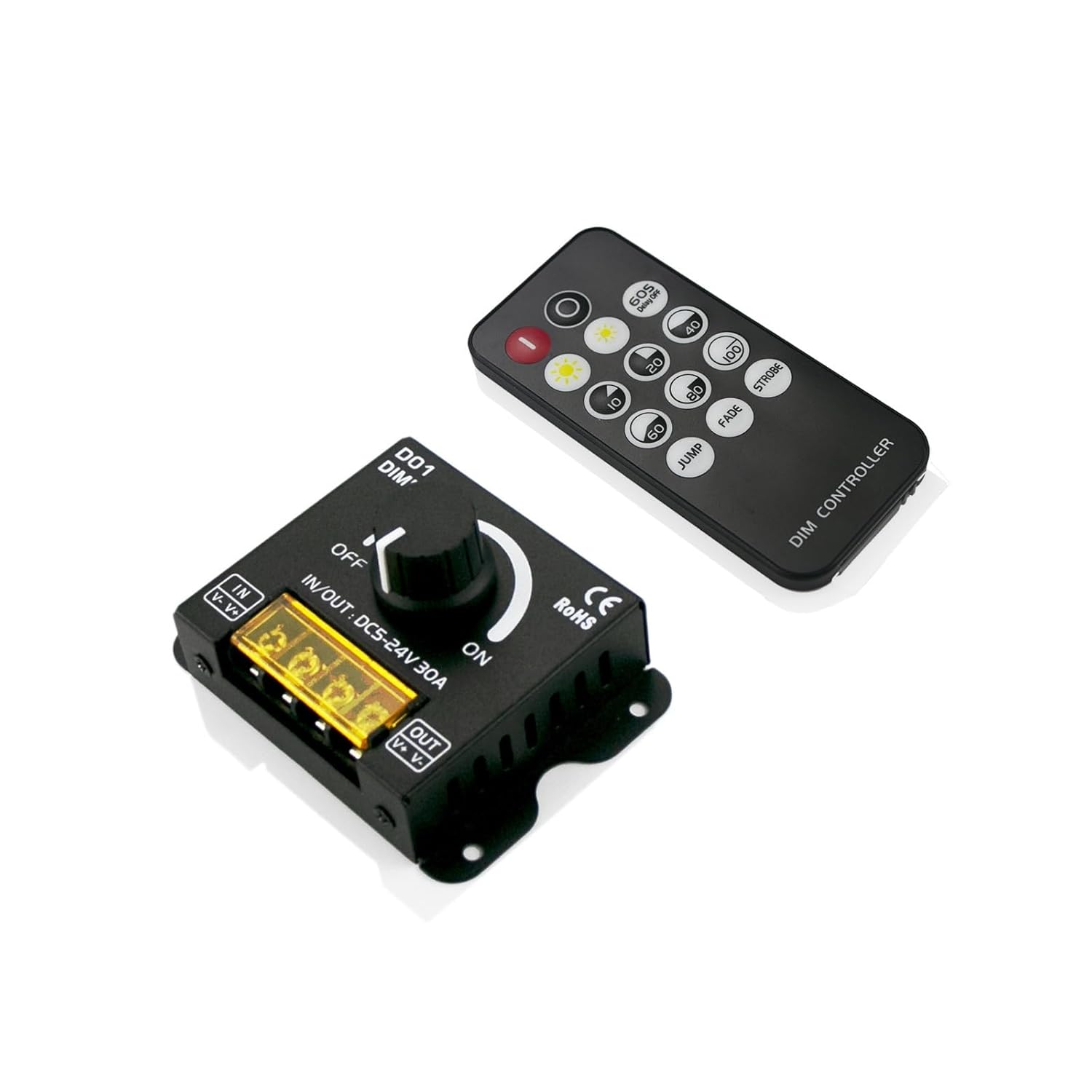 14-Key Remote Control Manual Single-Color dimming Controller Single-Color Light Strip Module knob dimming Switch Controller 30A