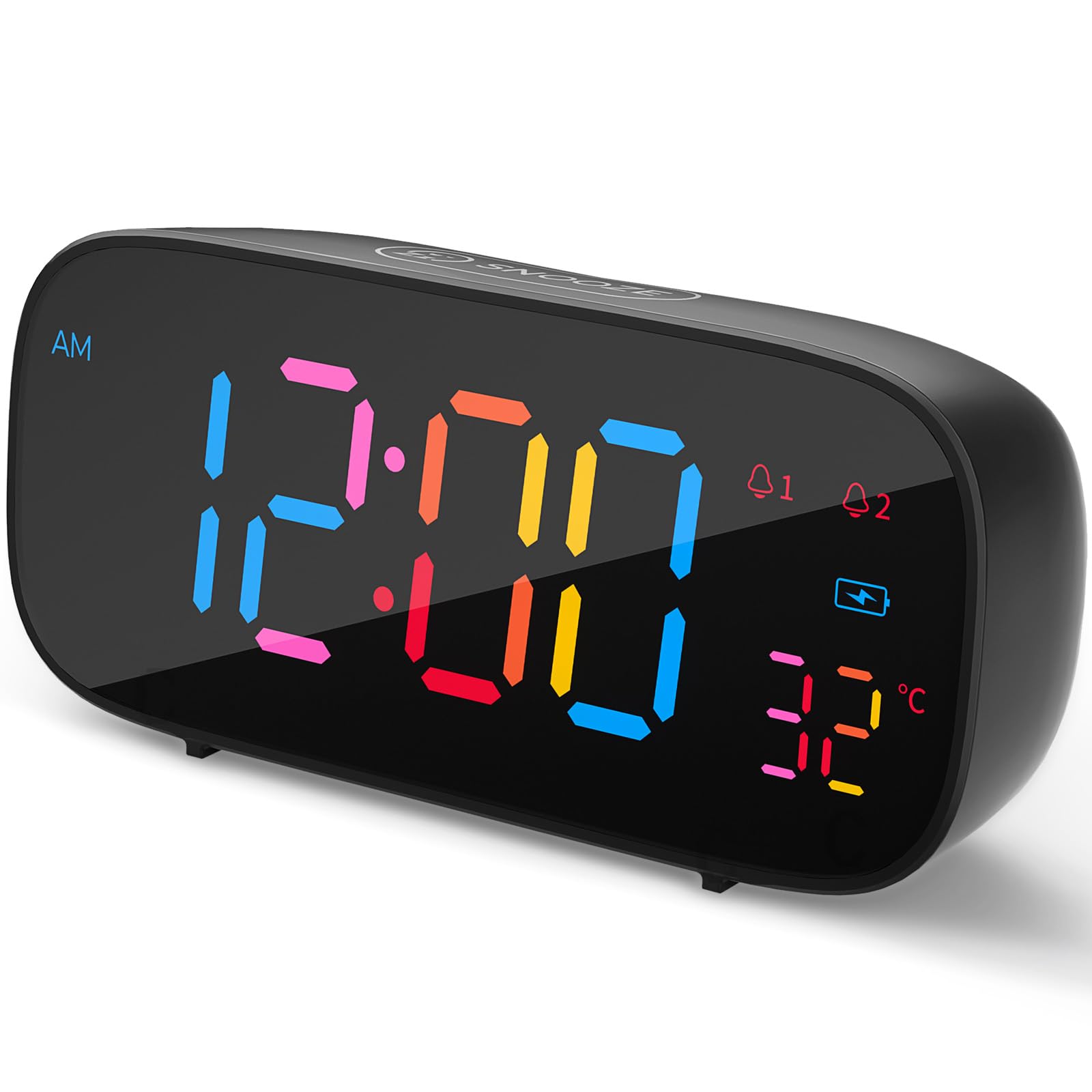 Sveglia Digitale Da Comodino OWYELO Con Temperatura - Schermo LED Grande, Doppio Allarme, USB - Foto 7