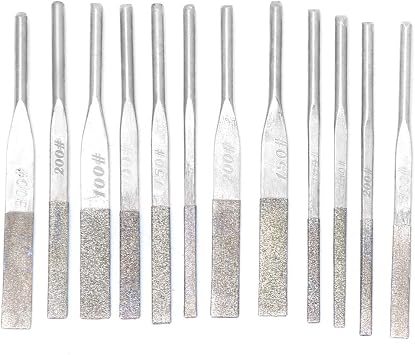 Hyuduo File, 12pcs 3mm Shank Taper Machine Files for Reciprocating Grinding, File, Pattern Files