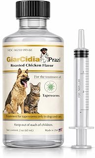No More Tapeworms in Cats and Dogs- Dewormer for Cats and Dewormer for Dogs - Chicken Flavour with 3ml Dropper (60ml)