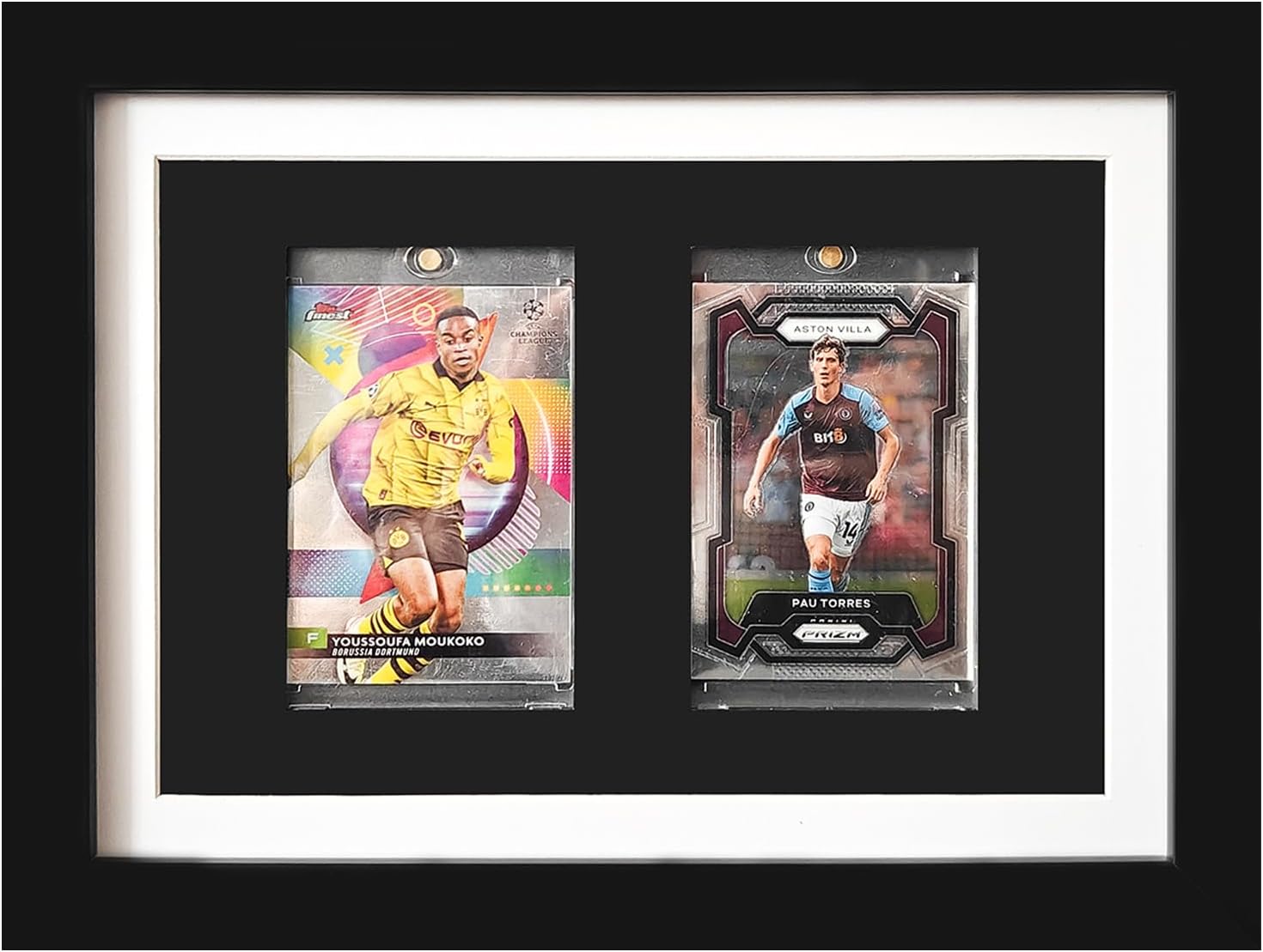 Sports Graded Card Display Case - Wall Mount with UV Protection Glass Door for Baseball Basketball Football Hockey Trading Card Collection (2*35PT Clips)
