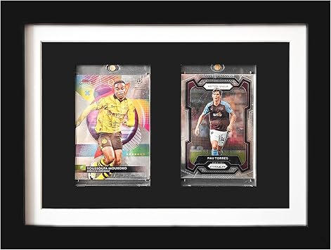 Sports Graded Card Display Case - Wall Mount with UV Protection Glass Door for Baseball Basketball Football Hockey Trading Card Collection 2*35PT Clips