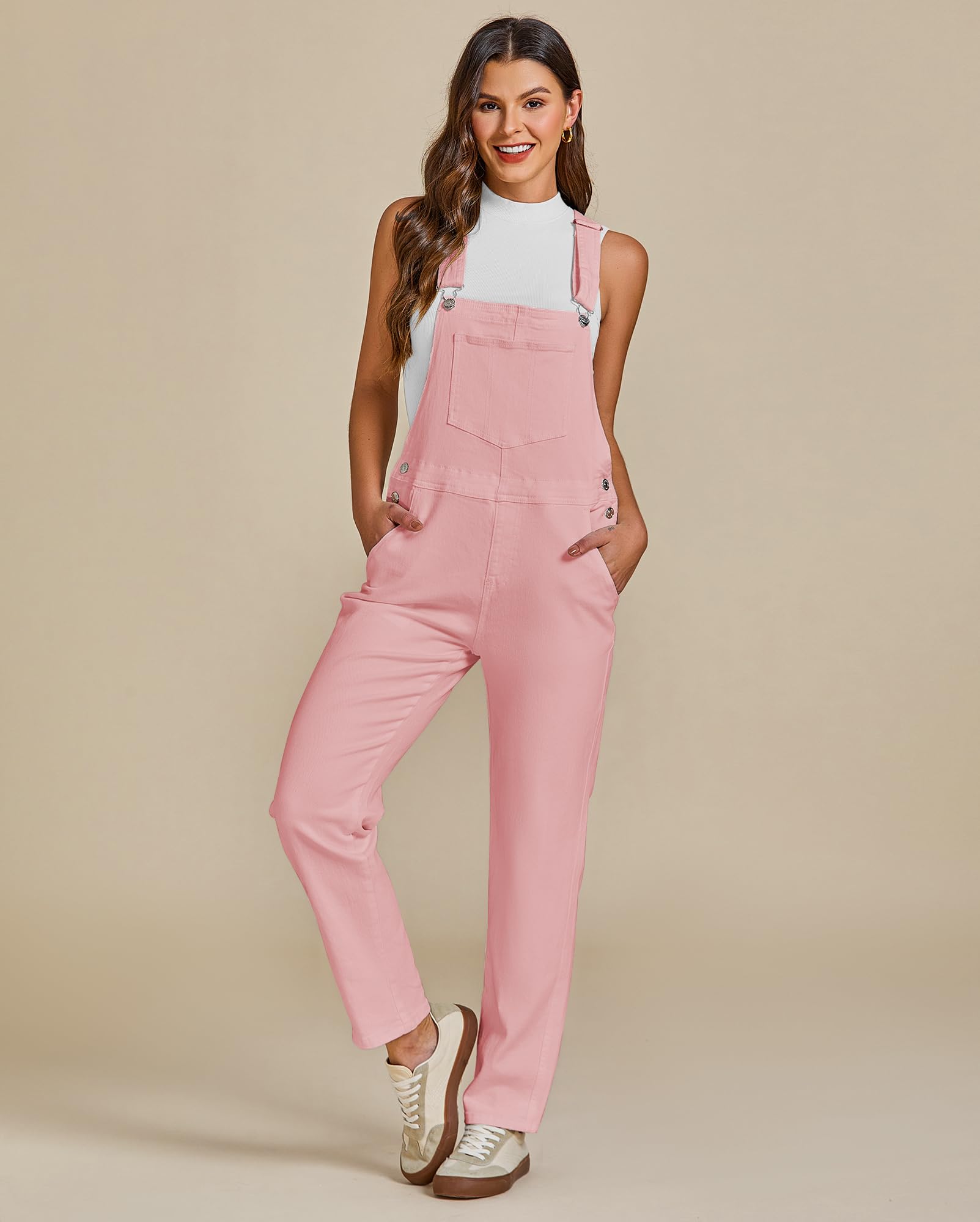 Vetinee Combinaison Ample Salopette Jean Femme