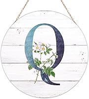 Vista 7 de Welcome Sign for Wall Initial Letter C Blue Round Wood Signs Monogram White Floral Wood Plaque Fresh Flowers 12in Mid Century Home Wall Decor for