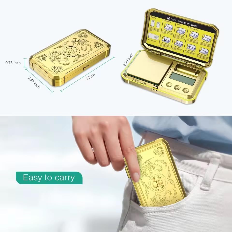 Digital Jewelry Scale 200g 0.01g Pocket Scales with 50g Calibration Weight Electronic Smart Scale for Professional Weighing