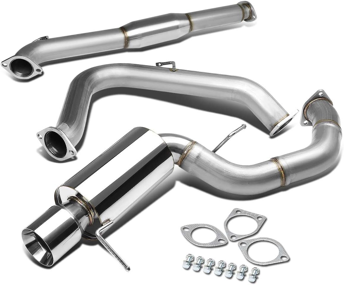 Auto Dynasty 4 inches Rolled Muffler Tip Catback Exhaust System Compatible with 2000-2005 Mitsubishi Eclipse V6, Stainless Steel