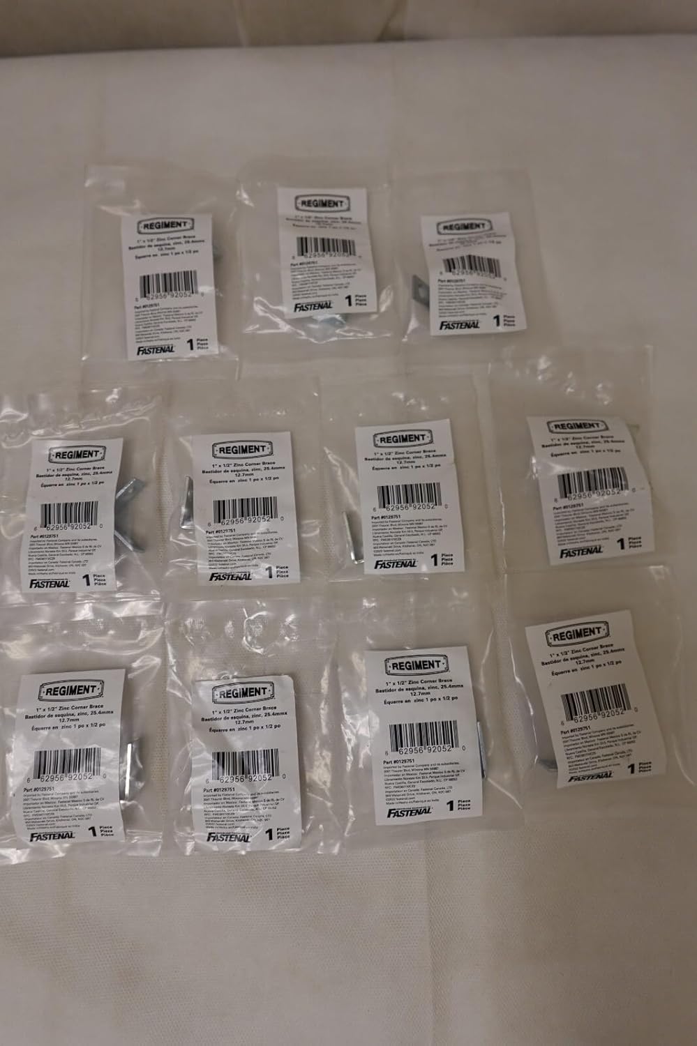 (11) MLK - 1" x 1/2" Zinc Steel Corner BrMLK - No Screws - 12.7mm - 0129751