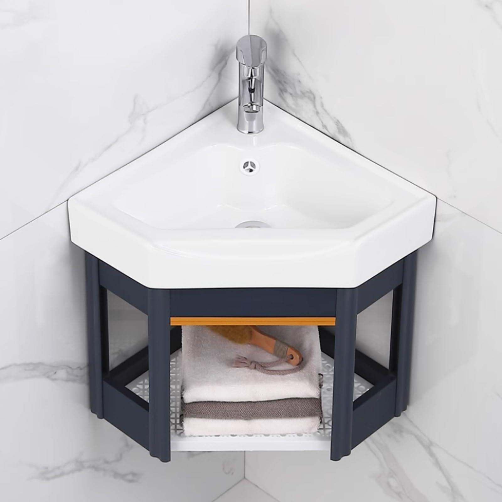 Handwaschbecken Klein Gäste Wc,Kleines Eckwaschbecken Zur Wandmontage, Weißes Keramik Mini Waschbecken Mit Überlauf,Hänge Waschbecken Klein Gäste WC Badezimmer, Eckwaschbecken Mit Unterschran